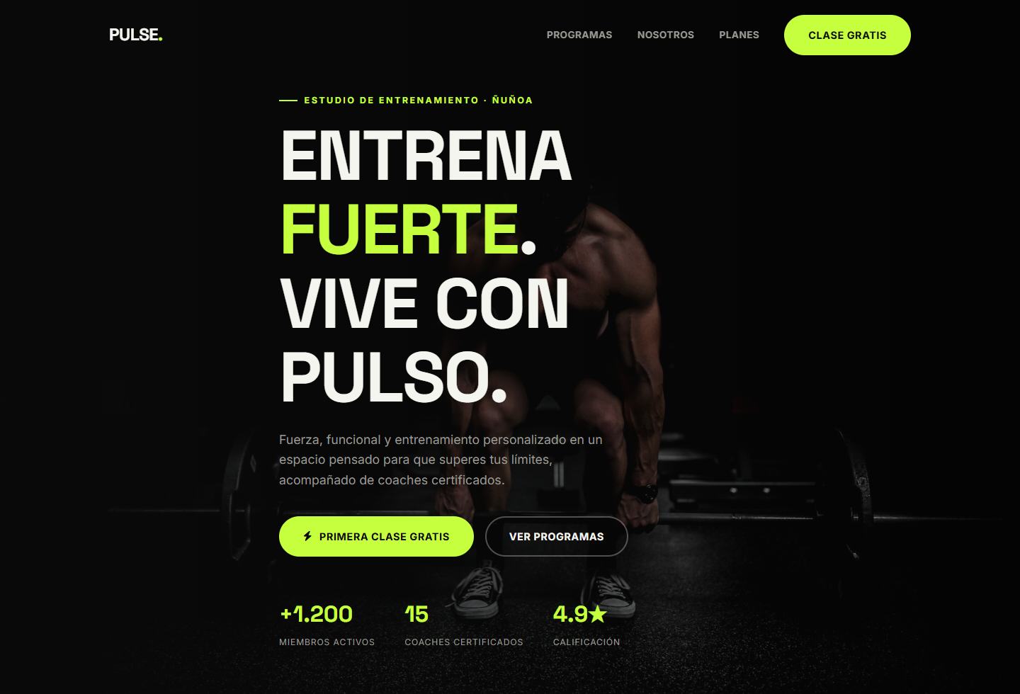 Demo de sitio web para un estudio de entrenamiento